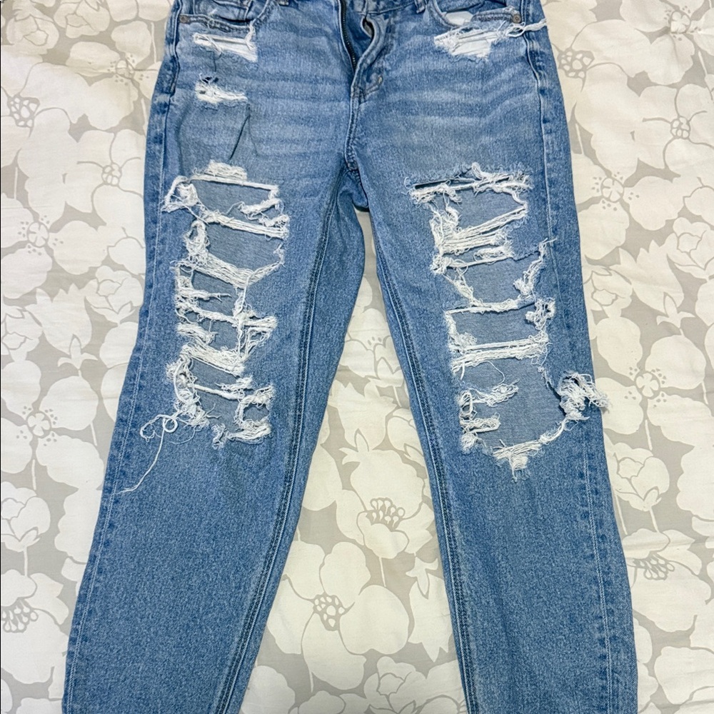 American Eagle Outfitters Ripped Blue Boyfriend Jeans